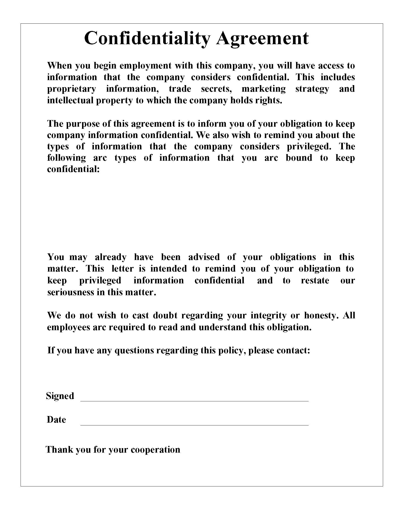 Confidentiality Agreement | Pdf Fpdf Docx | Business Forms