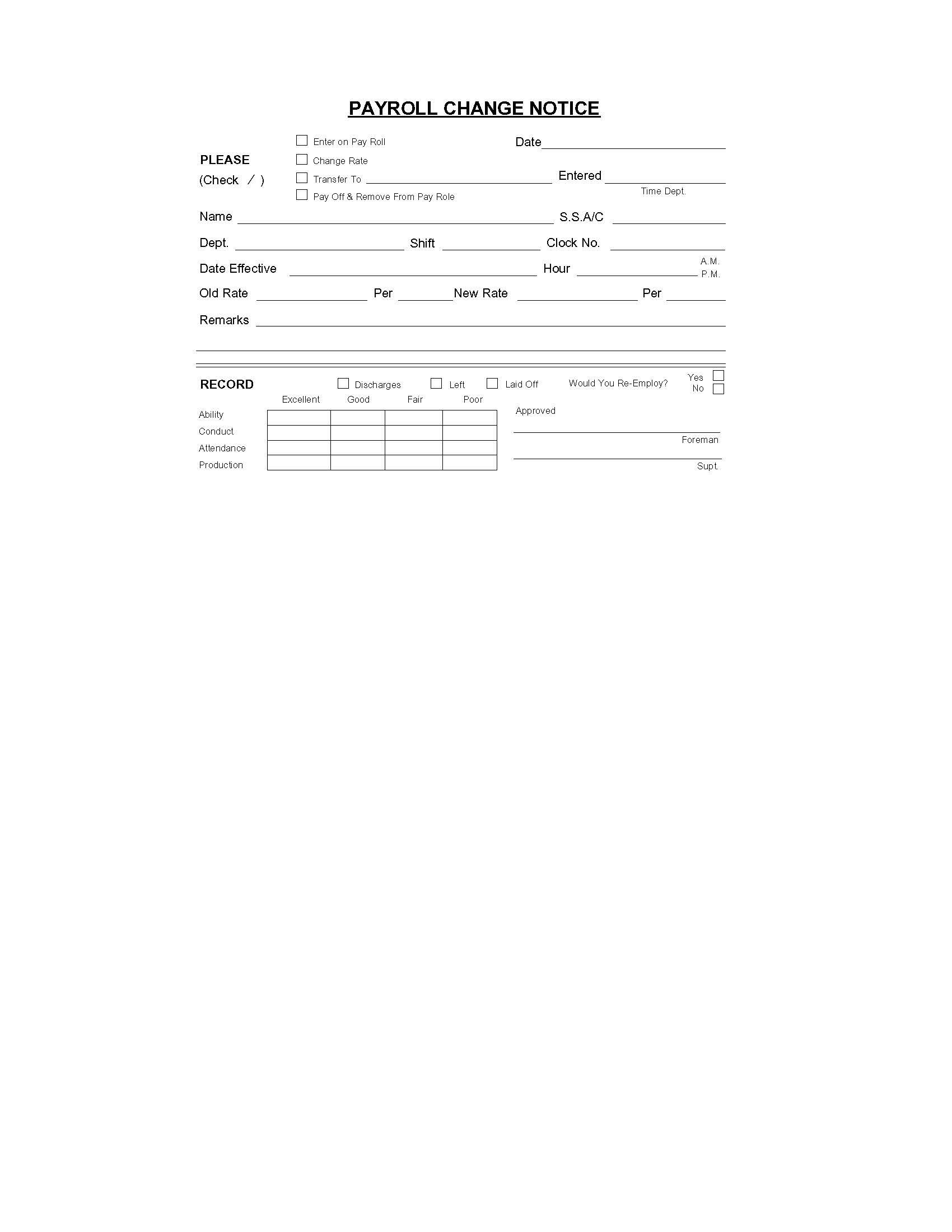 Payroll Change Notice | Pdf Fpdf Doc Docx | Business Forms