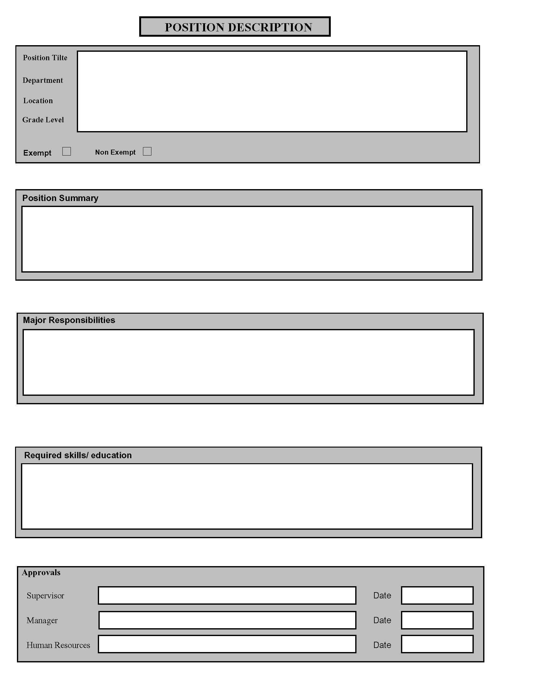 Position Description | Pdf Fpdf Doc Docx | Business Forms