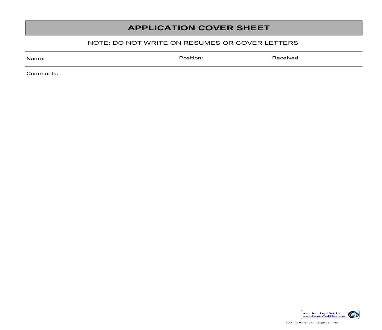 Application Cover Sheet | Pdf Fpdf Doc Docx | Business Forms