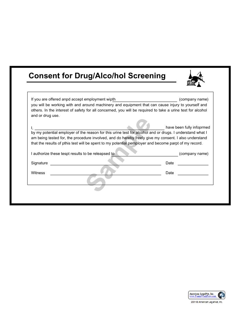 Consent For Drug-Alcohol Screening | Pdf Fpdf Doc Docx | Business Forms