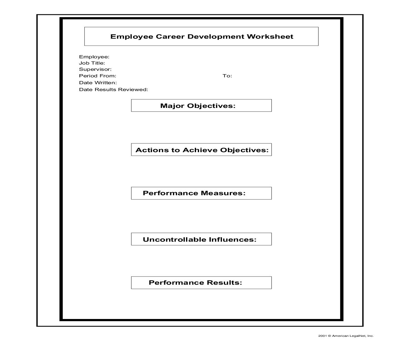 Employee Career Development Worksheet | Pdf Fpdf Doc Docx | Business Forms