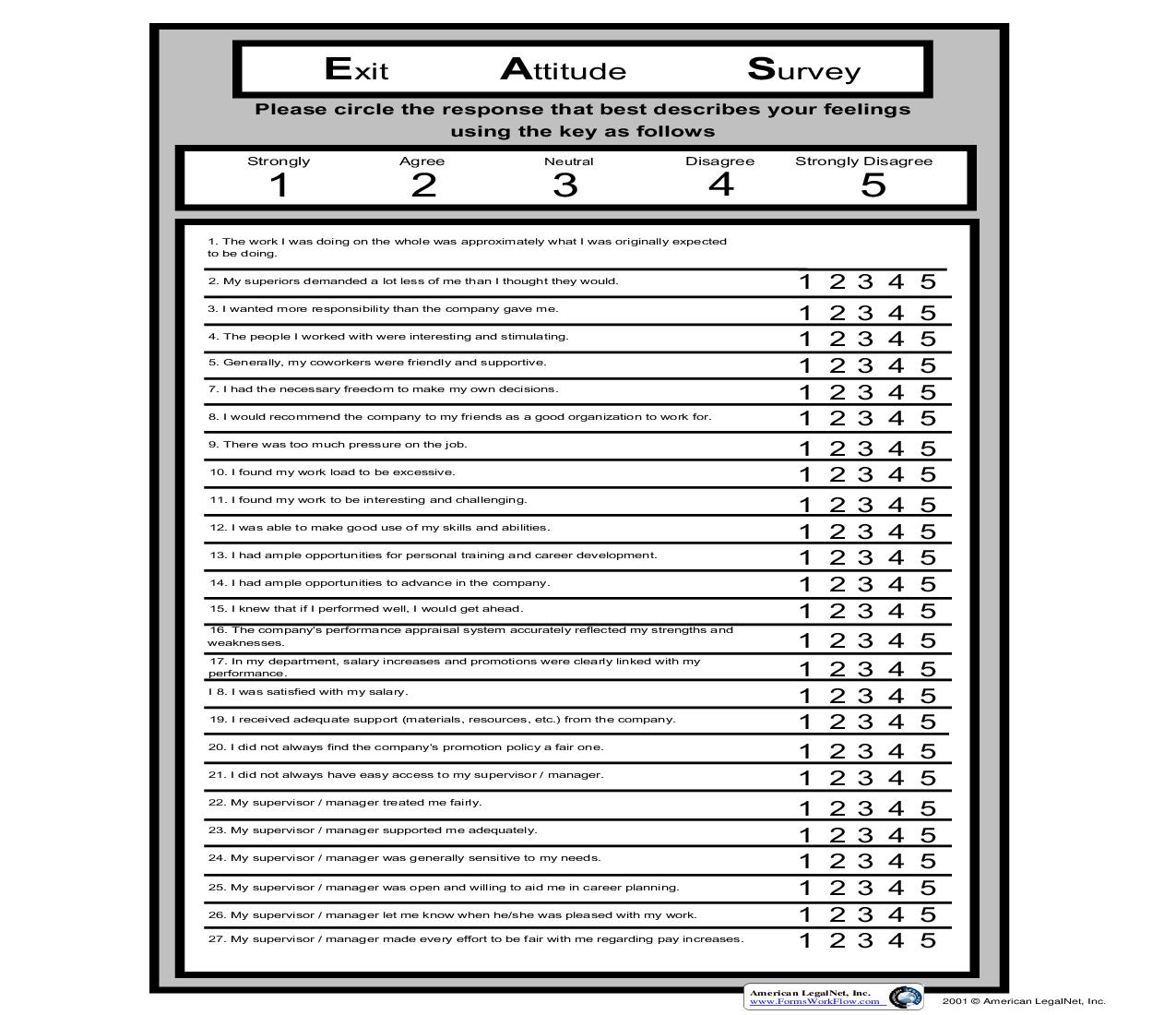 Exit Attitude Survey | Pdf Fpdf Doc Docx | Business Forms