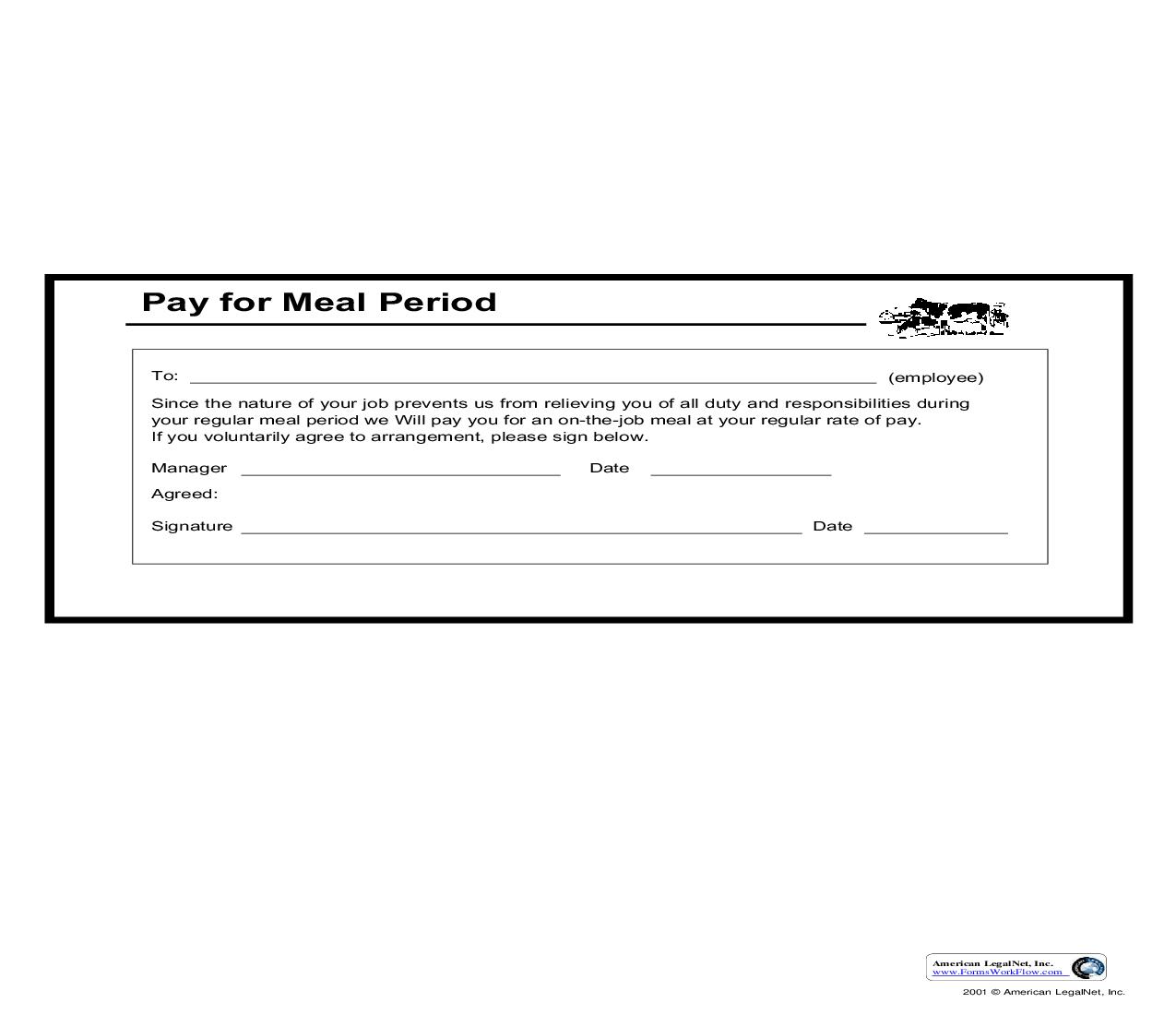 Pay For Meal Period | Pdf Fpdf Doc Docx | Business Forms