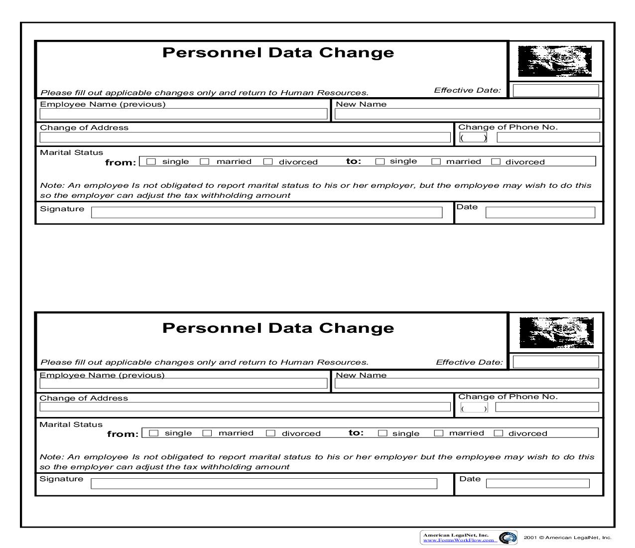 Personnel Data Change | Pdf Fpdf Doc Docx | Business Forms