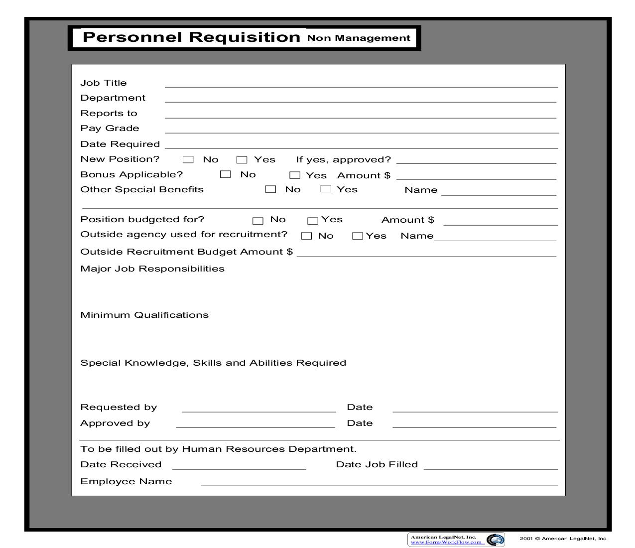 Personnel Requisition Non Management | Pdf Fpdf Doc Docx | Business Forms