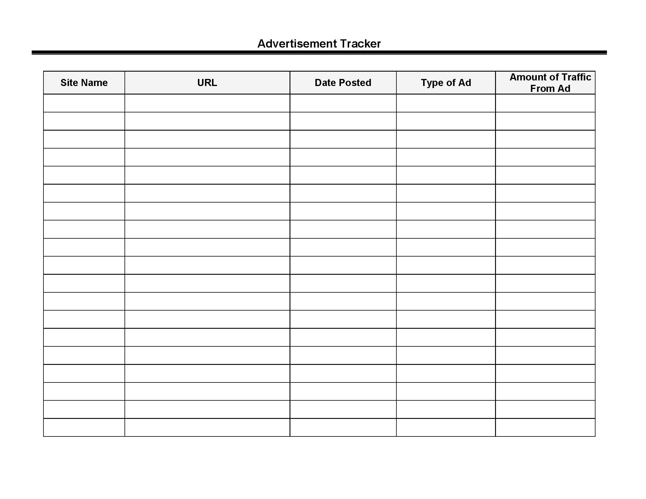 Advertisement Tracker | Pdf Fpdf Doc Docx | Business Forms