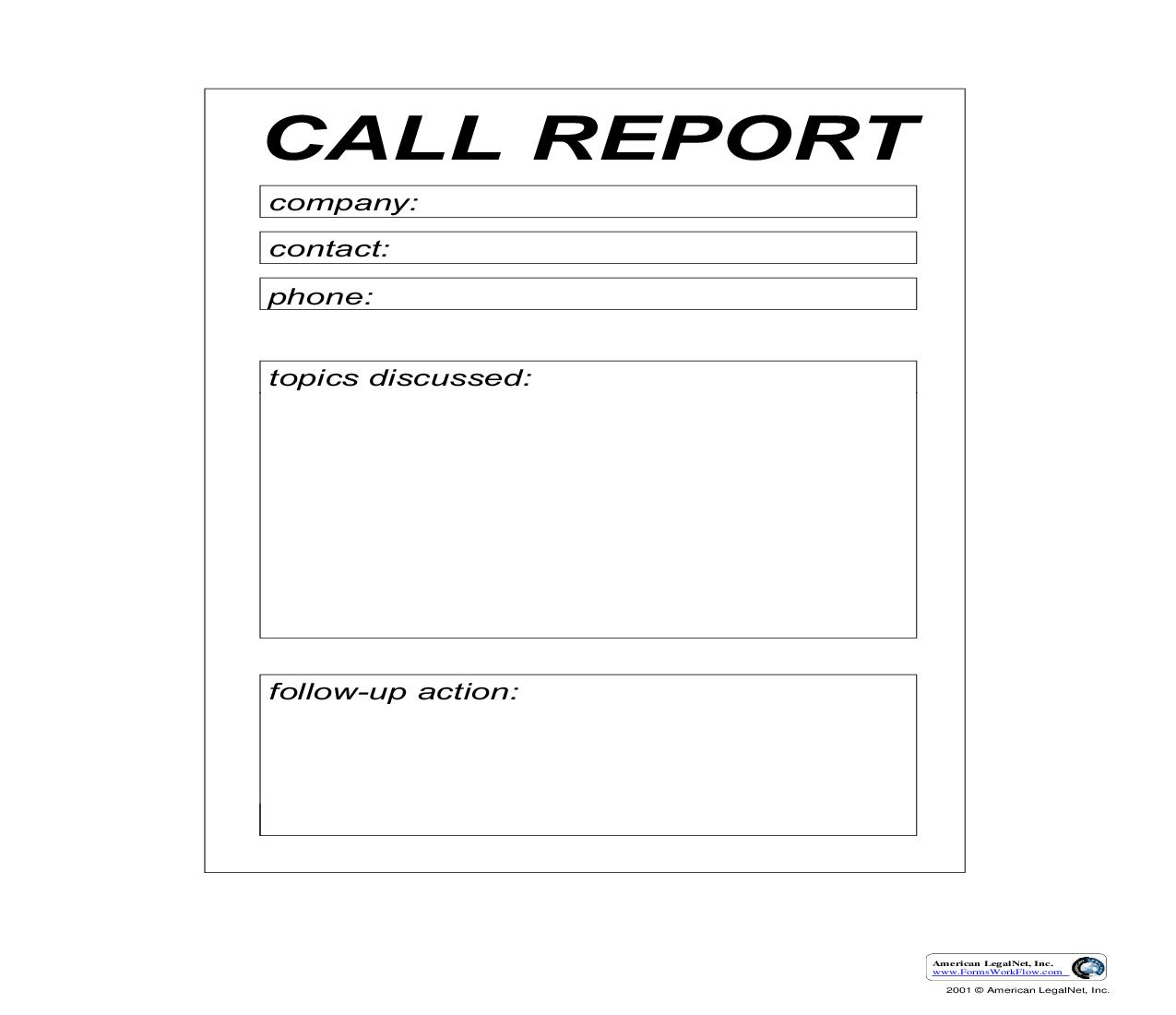 Call Report | Pdf Fpdf Doc Docx | Business Forms