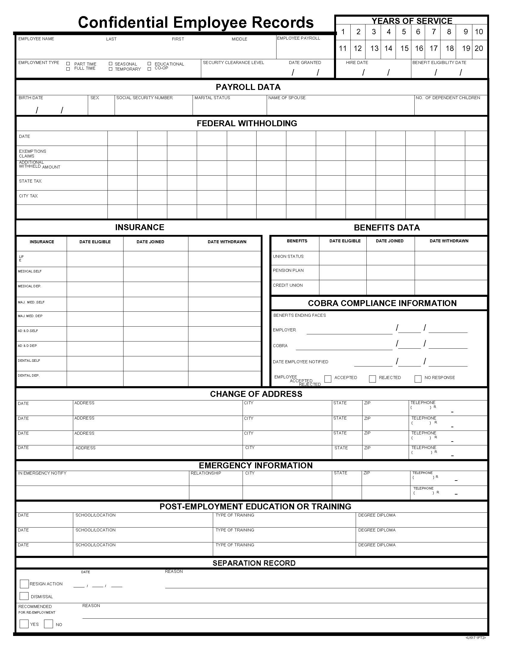 Confidential Employee Records | Pdf Fpdf Doc Docx | Business Forms