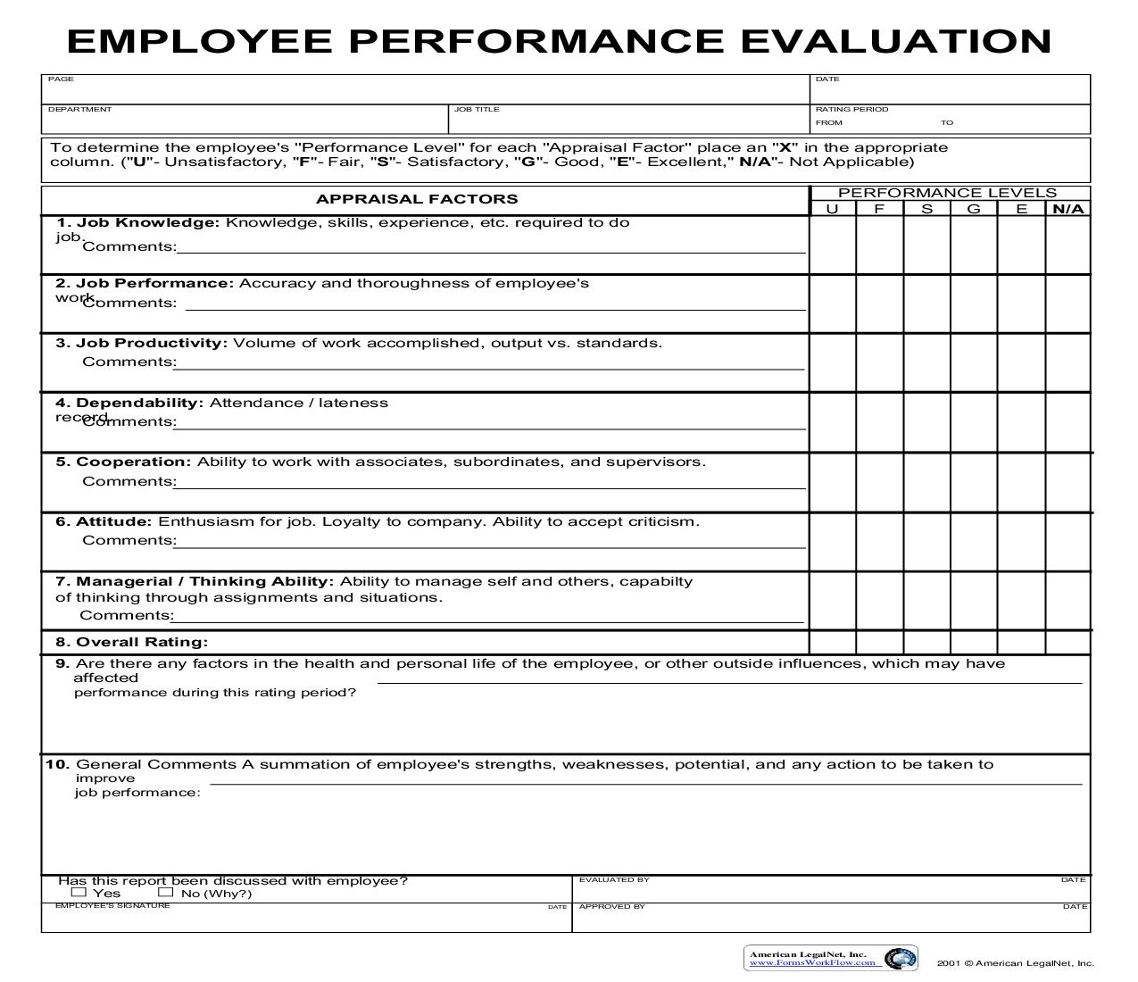 Employee Performance Evaluation | Pdf Fpdf Doc Docx | Business Forms