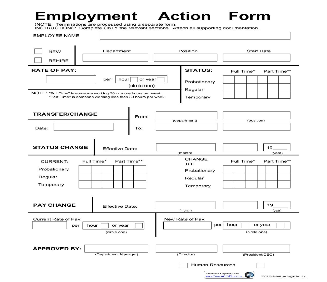 Employment Action Form | Pdf Fpdf Doc Docx | Business Forms