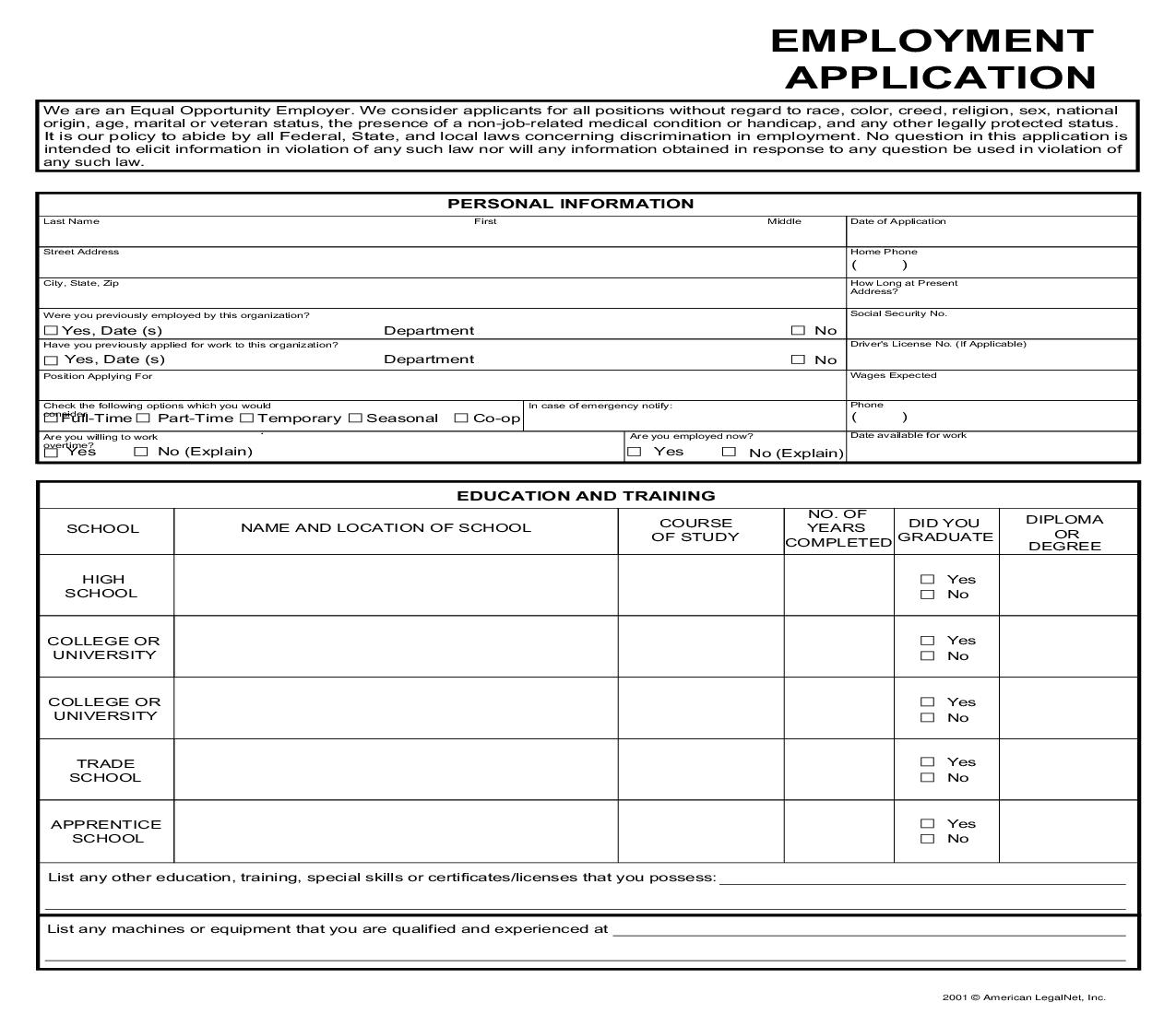 Employment Application | Pdf Fpdf Docx | Business Forms