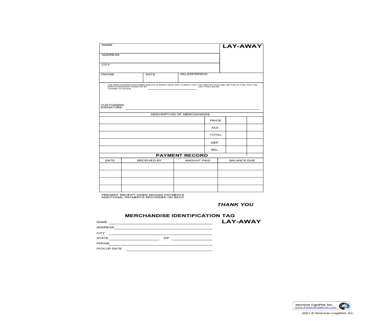 Lay-Away | Pdf Fpdf Doc Docx | Business Forms