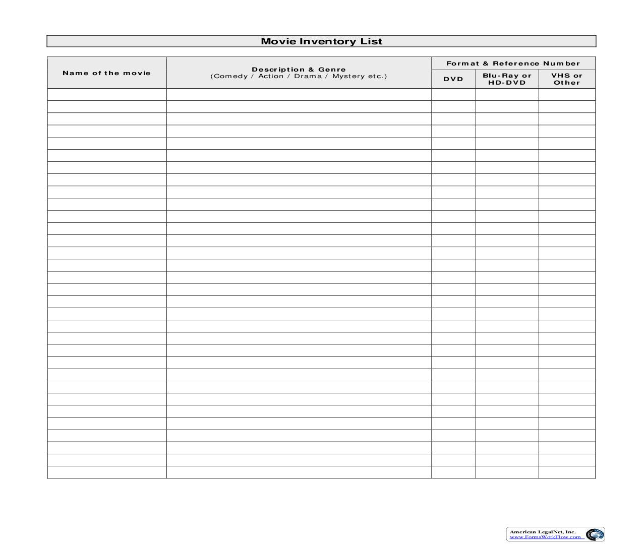 Movie Inventory List | Pdf Fpdf Doc Docx | Business Forms