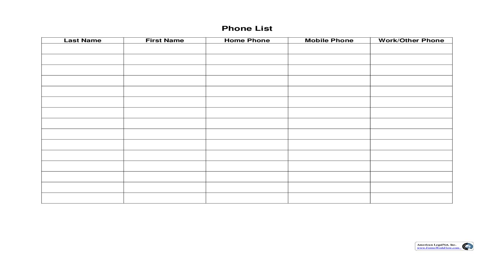 Phone List | Pdf Fpdf Doc Docx | Business Forms