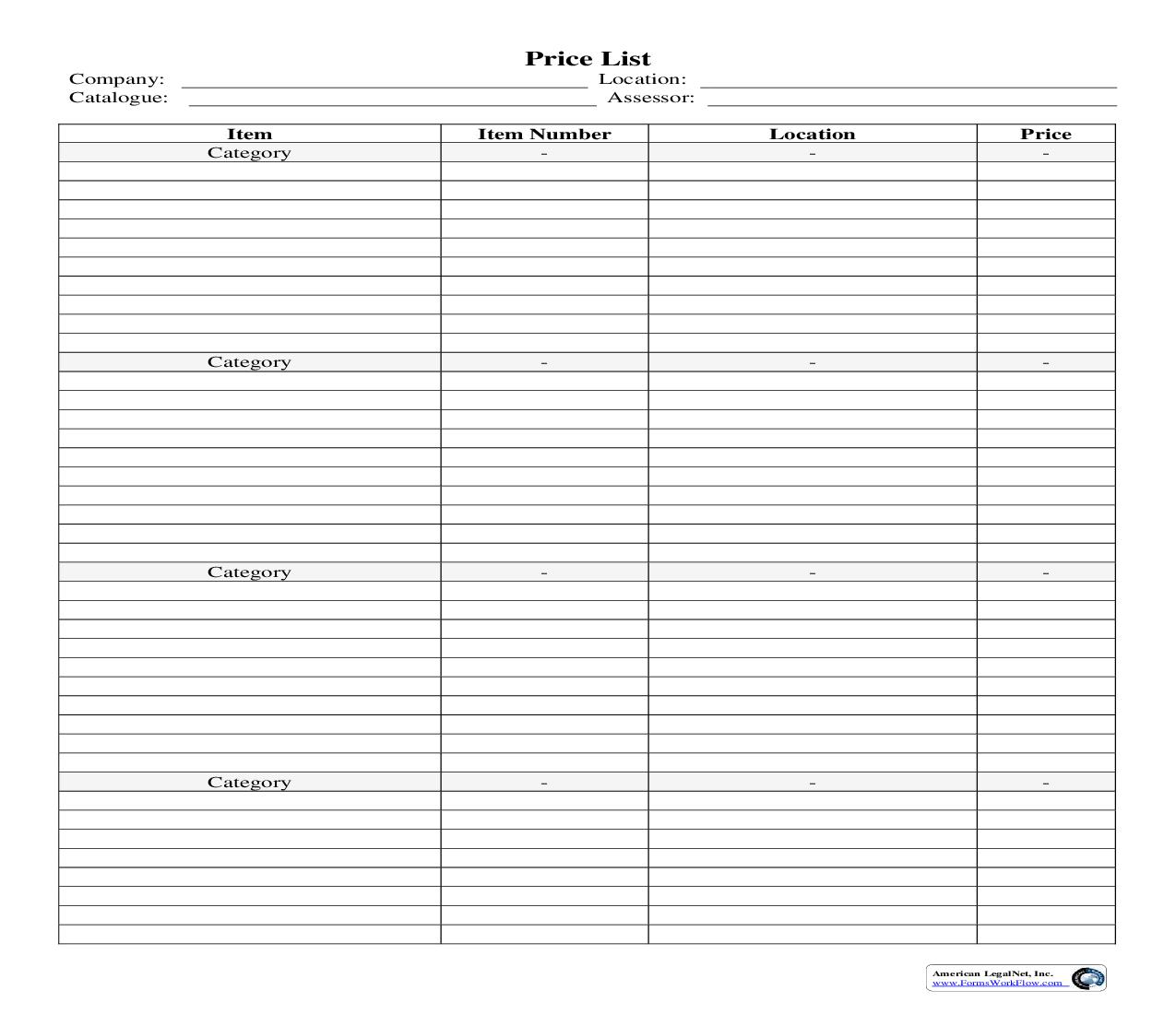 Price List | Pdf Fpdf Doc Docx | Business Forms
