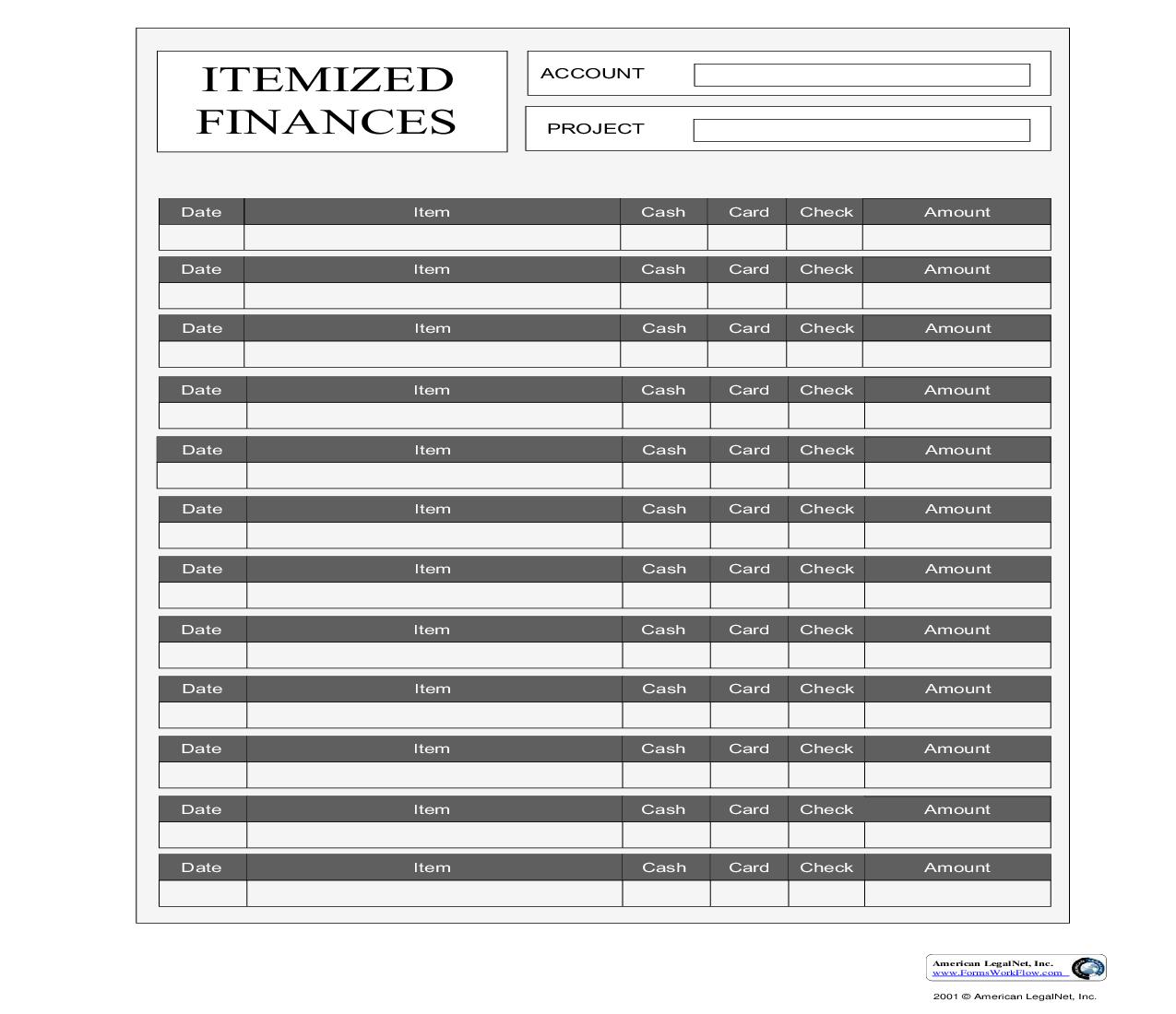 Itemized Finances | Pdf Fpdf Doc Docx | Business Forms
