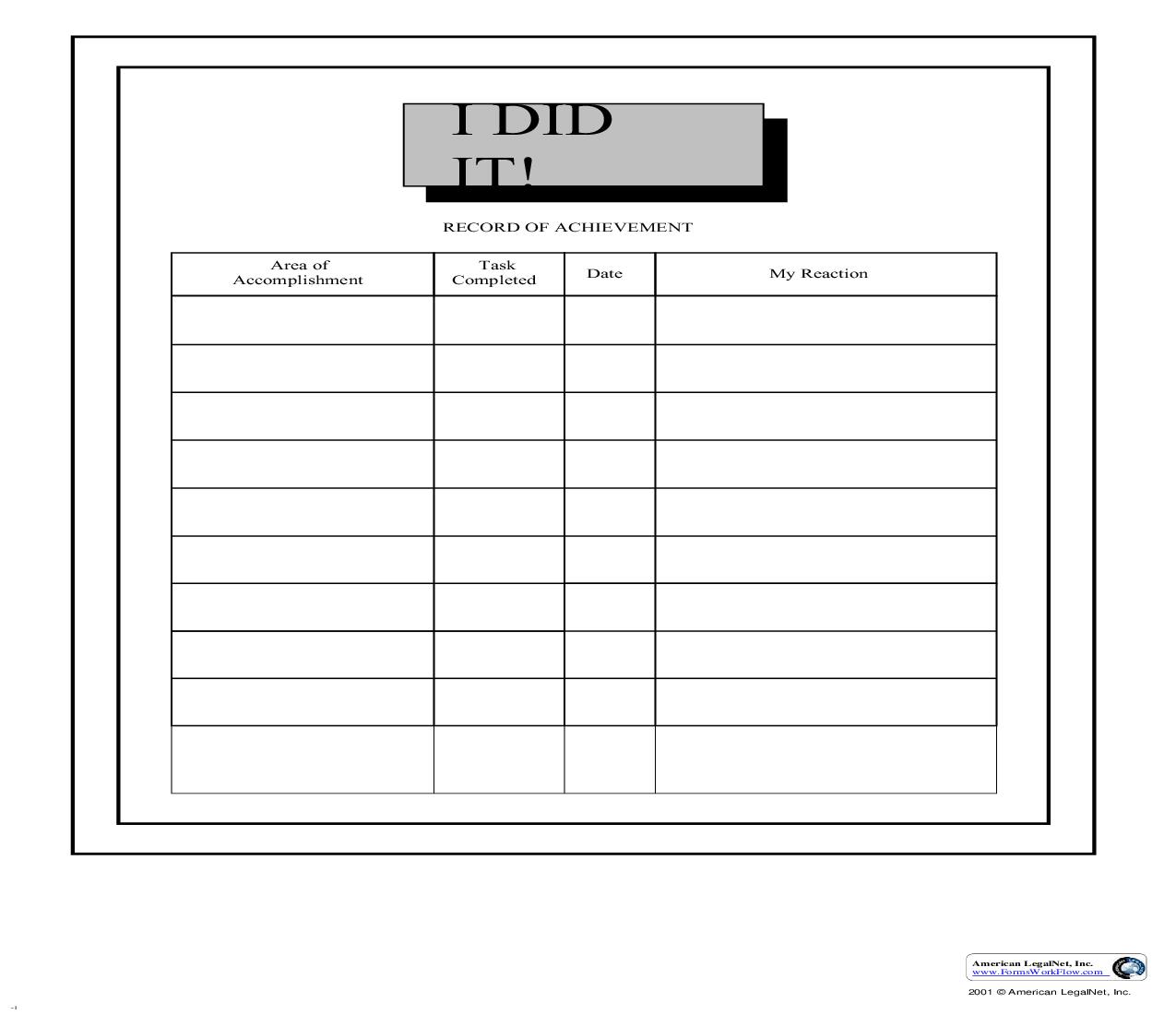 Record Of Achievement | Pdf Fpdf Doc Docx | Business Forms