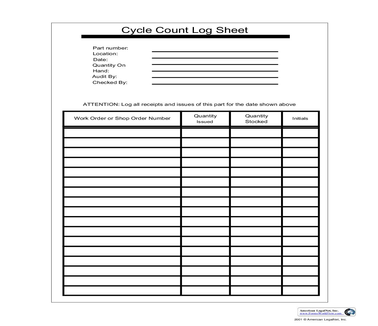 Cycle Count Log Sheet | Pdf Fpdf Doc Docx | Business Forms