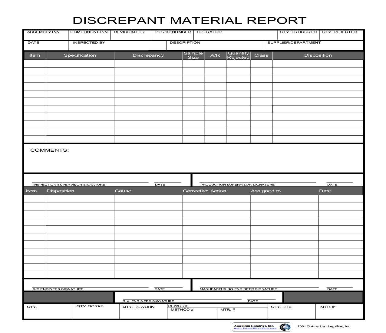 Discrepant Material Report | Pdf Fpdf Doc Docx | Business Forms