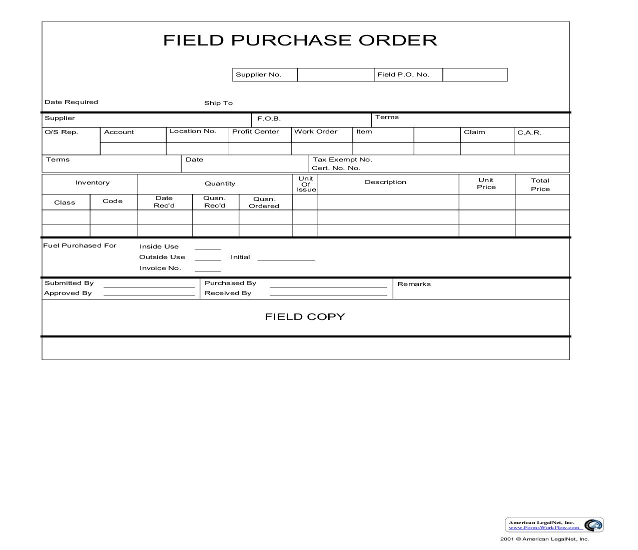 Field Purchase Order | Pdf Fpdf Doc Docx | Business Forms