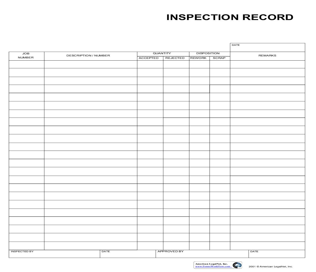 Inspection Record | Pdf Fpdf Doc Docx | Business Forms