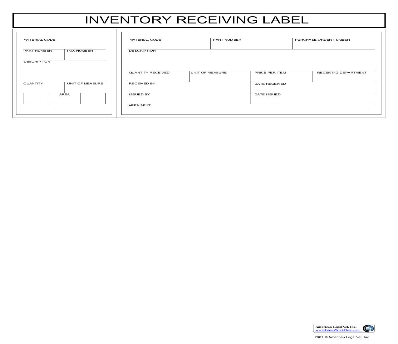 Inventory Receiving Label | Pdf Fpdf Doc Docx | Business Forms