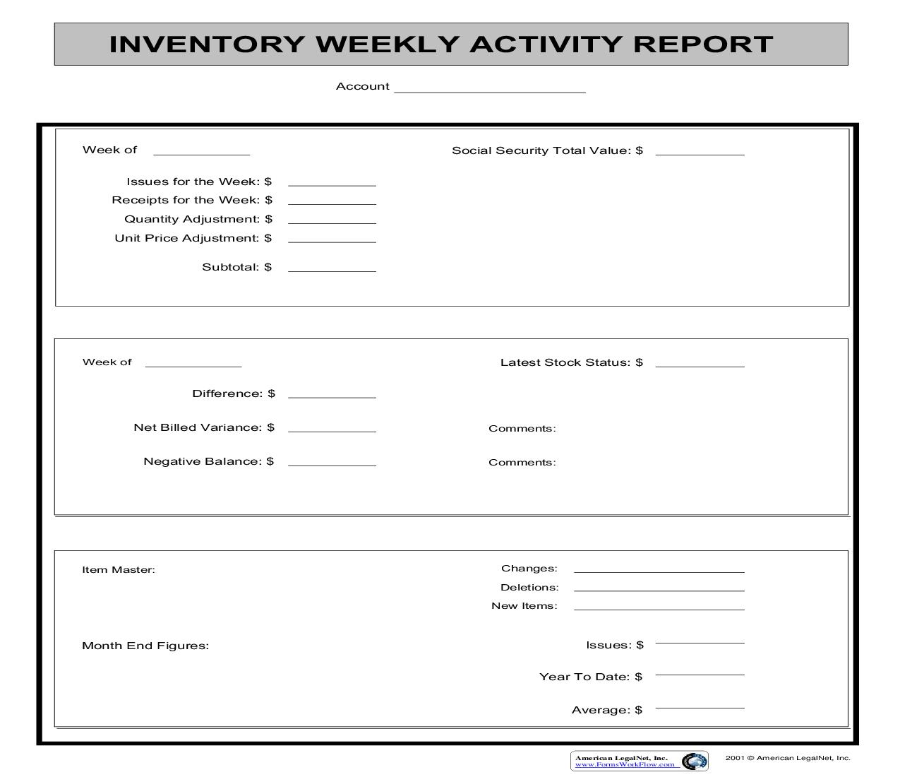 Inventory Weekly Activity Report | Pdf Fpdf Doc Docx | Business Forms