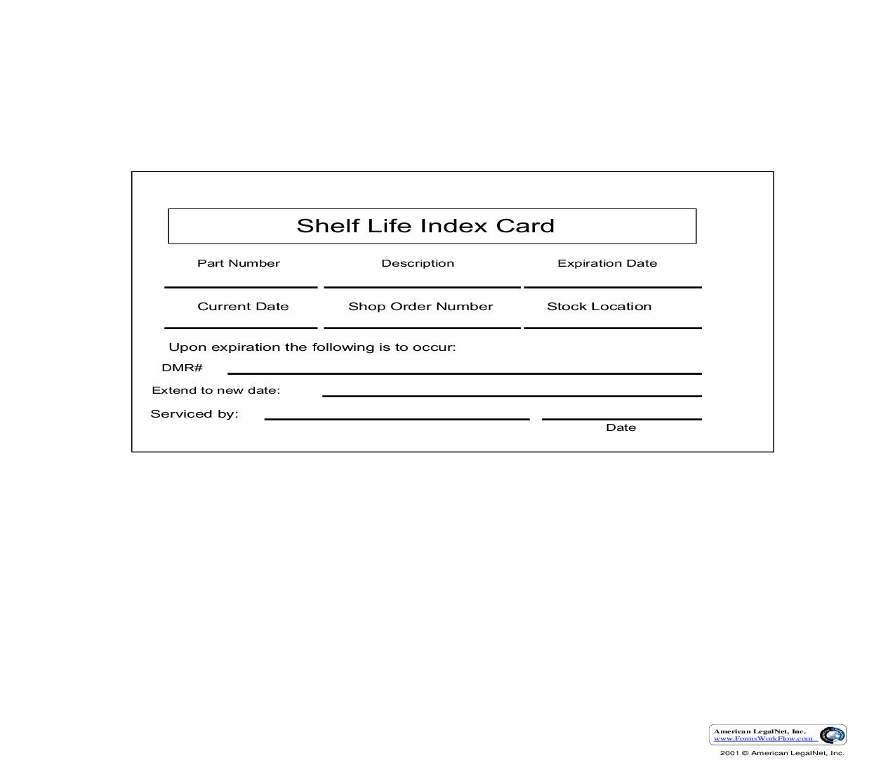 Shelf Life Index Card | Pdf Fpdf Doc Docx | Business Forms
