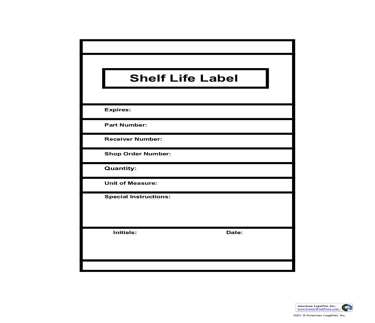 Shelf Life Label | Pdf Fpdf Doc Docx | Business Forms