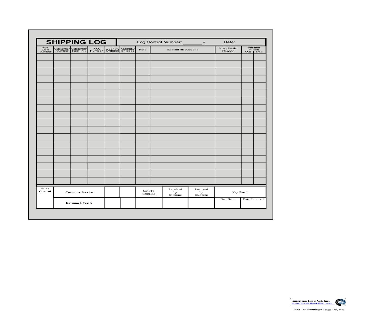 Shipping Log | Pdf Fpdf Doc Docx | Business Forms