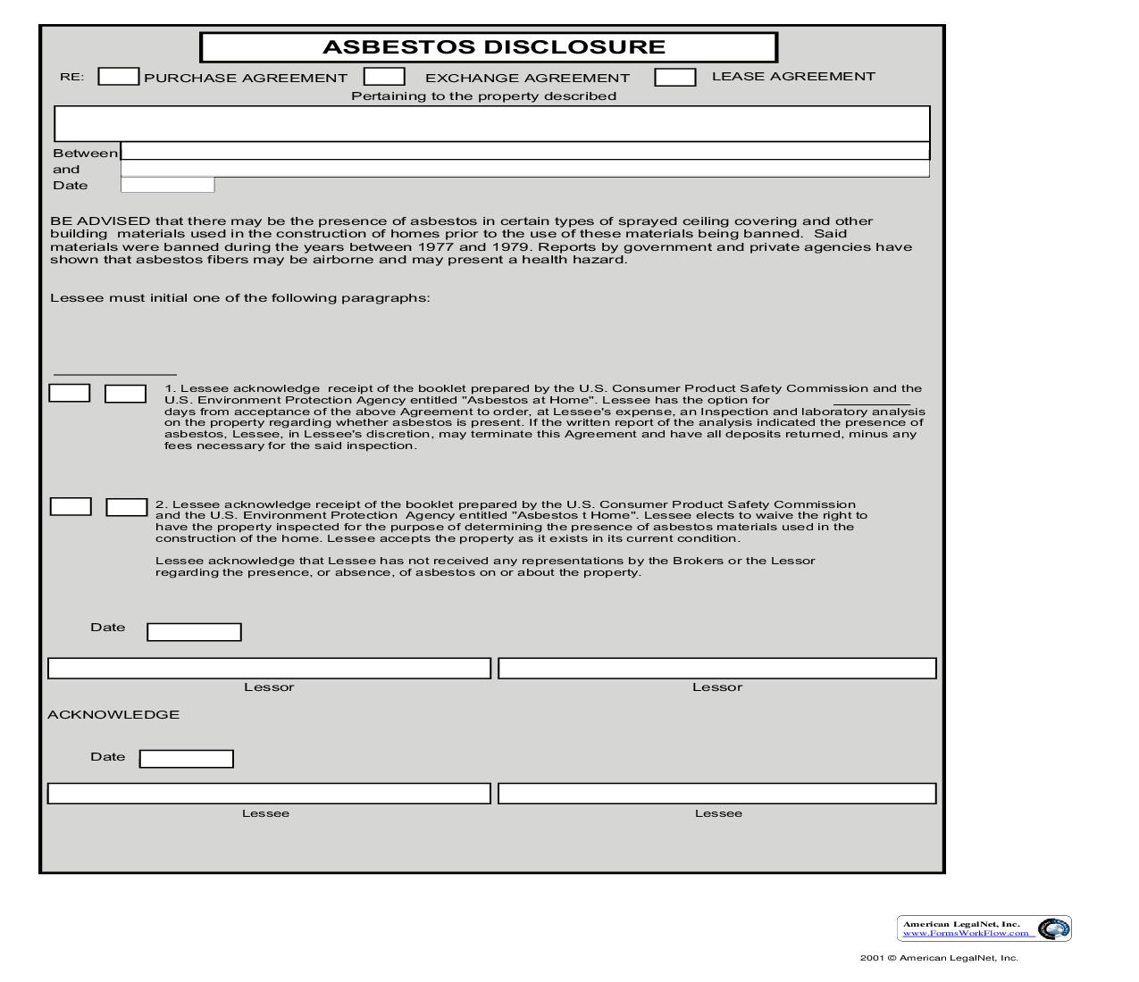 Asbestos Disclosure | Pdf Fpdf Doc Docx | Business Forms