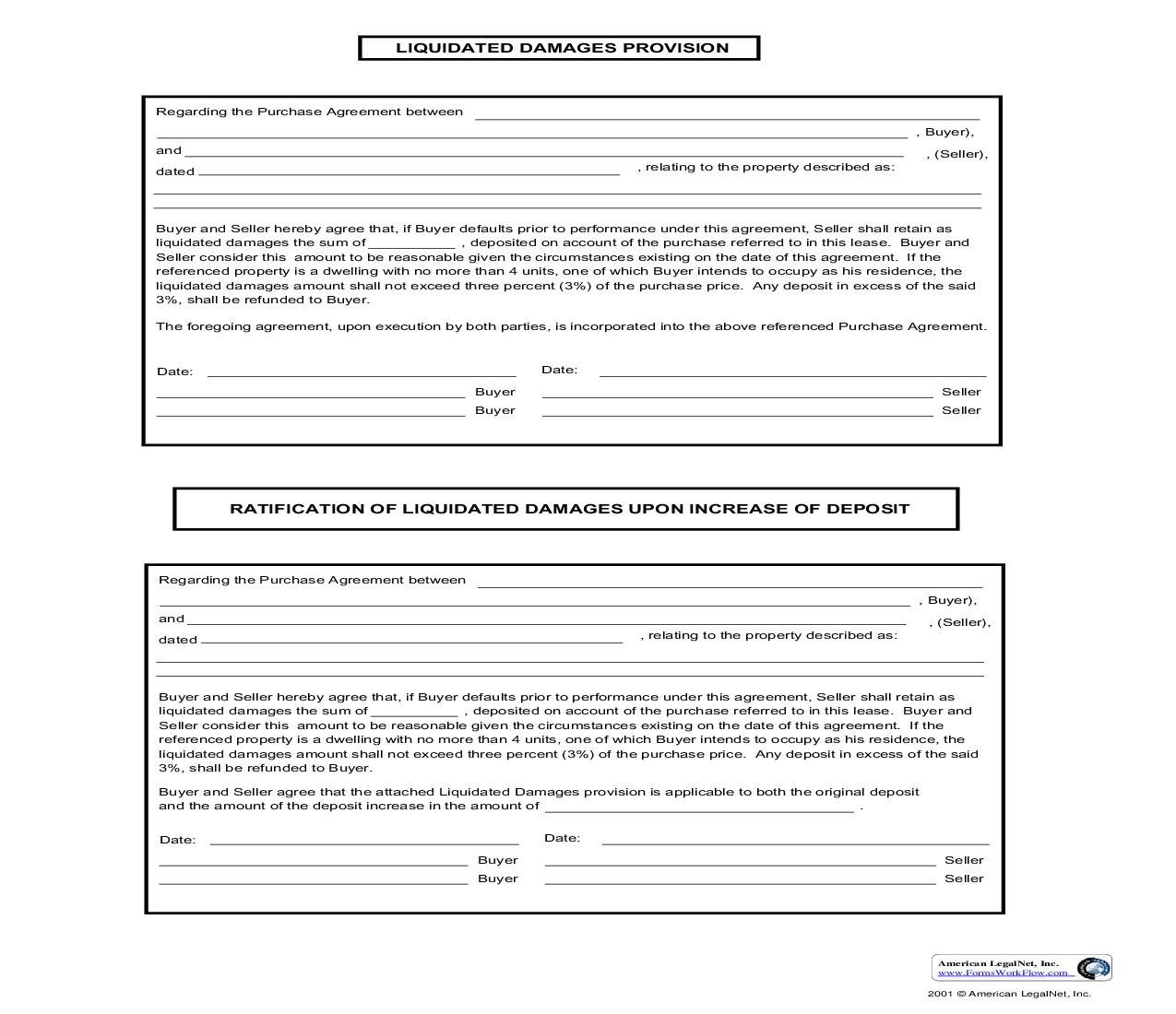 Liquidated Damages Provision | Pdf Fpdf Doc Docx | Business Forms