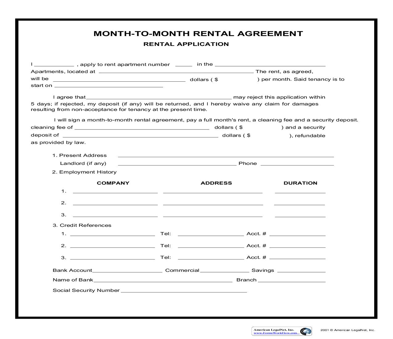 Month To Month Rental Agreement | Pdf Fpdf Doc Docx | Business Forms