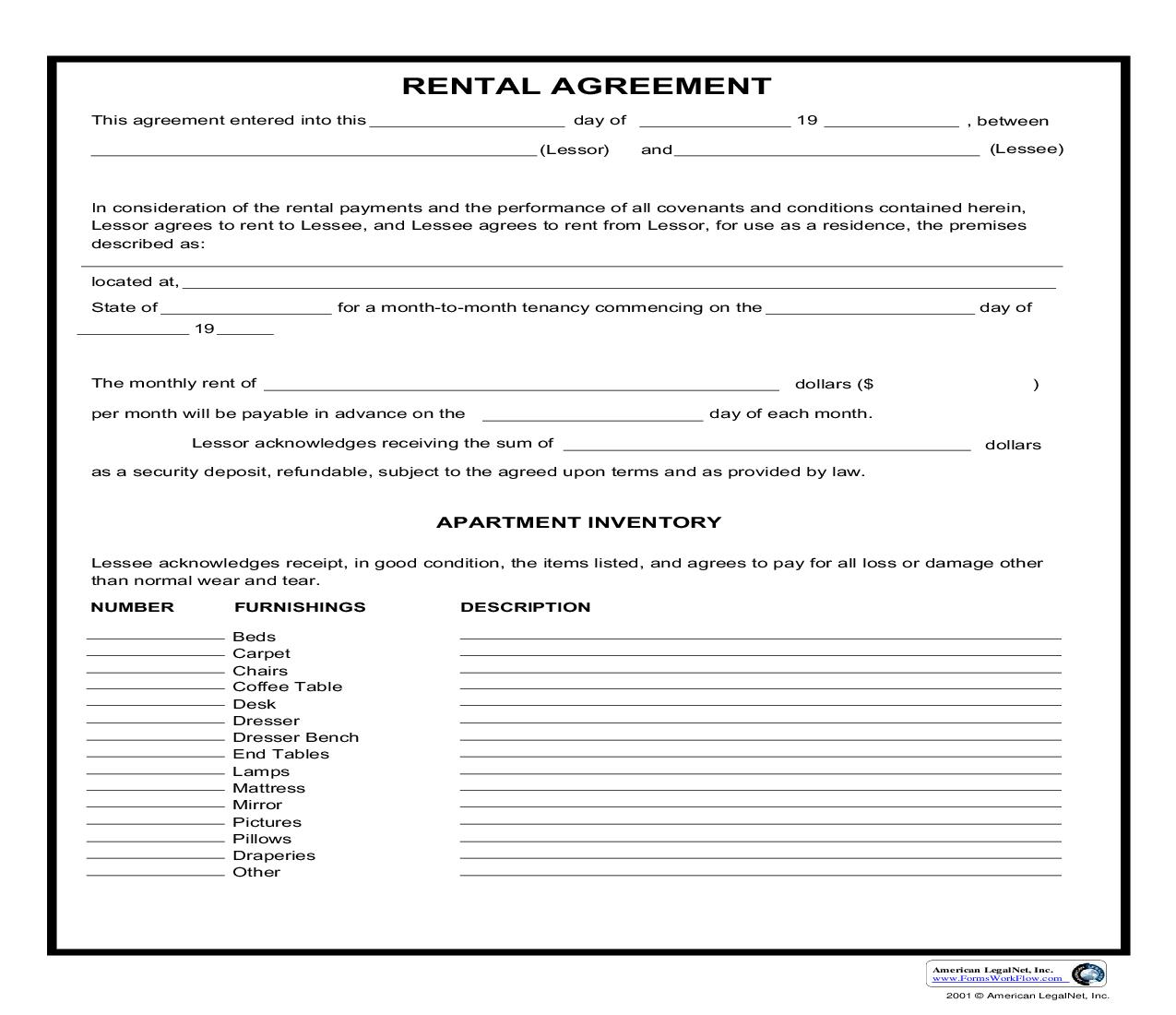 Rental Agreement | Pdf Fpdf Doc Docx | Business Forms