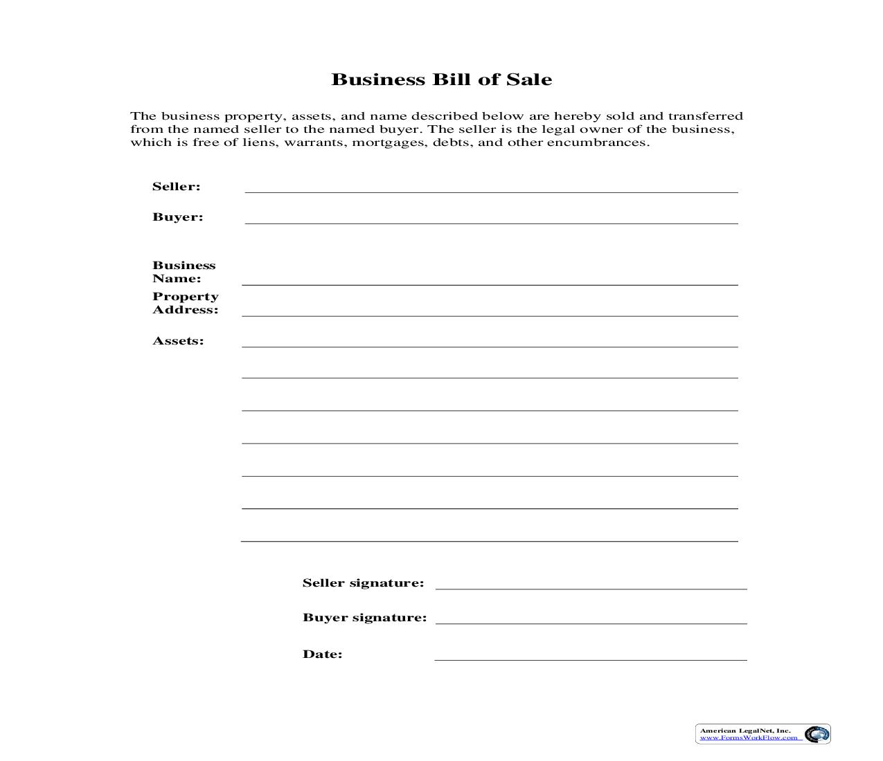 Business Bill Of Sale | Pdf Fpdf Doc Docx | Business Forms