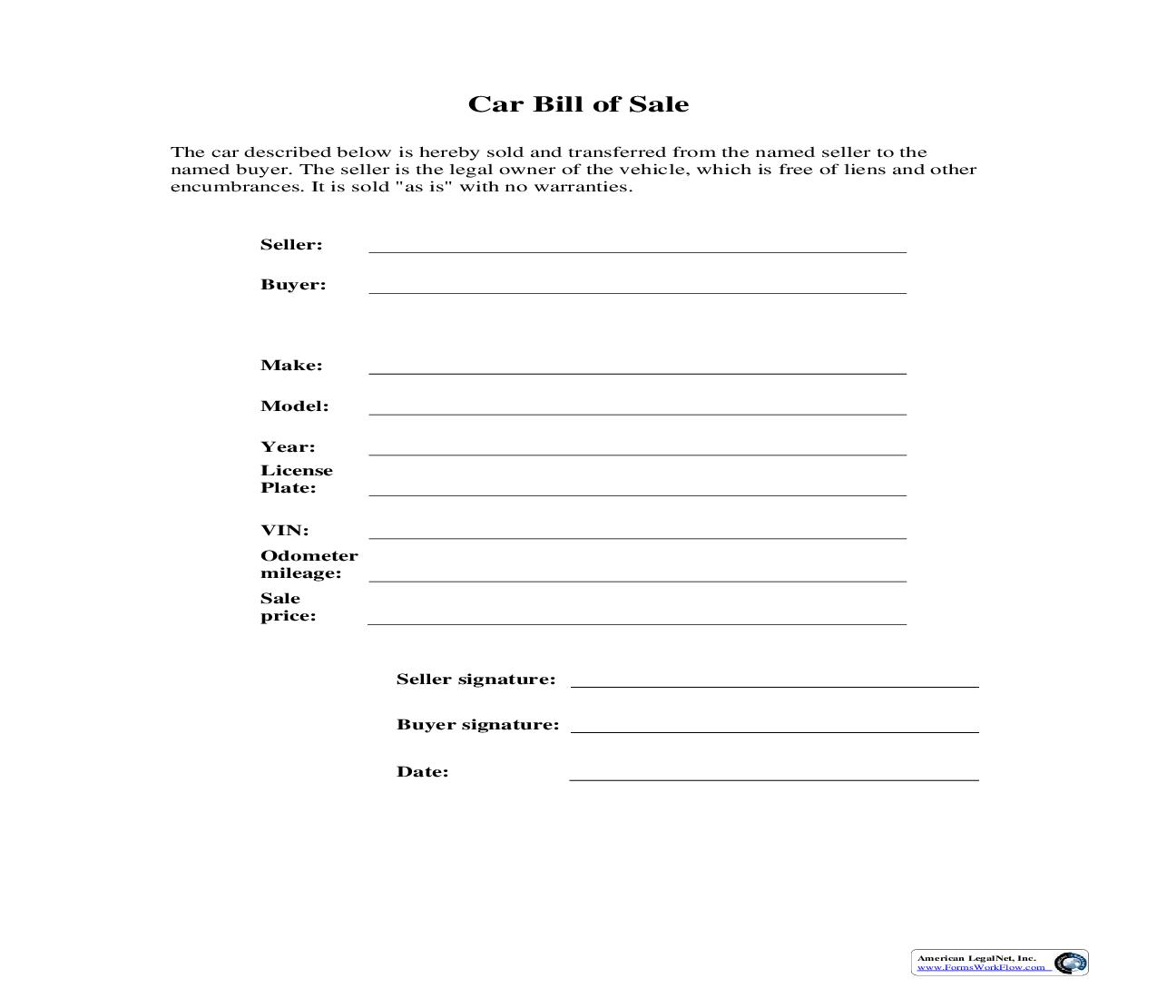 Car Bill Of Sale | Pdf Fpdf Doc Docx | Business Forms