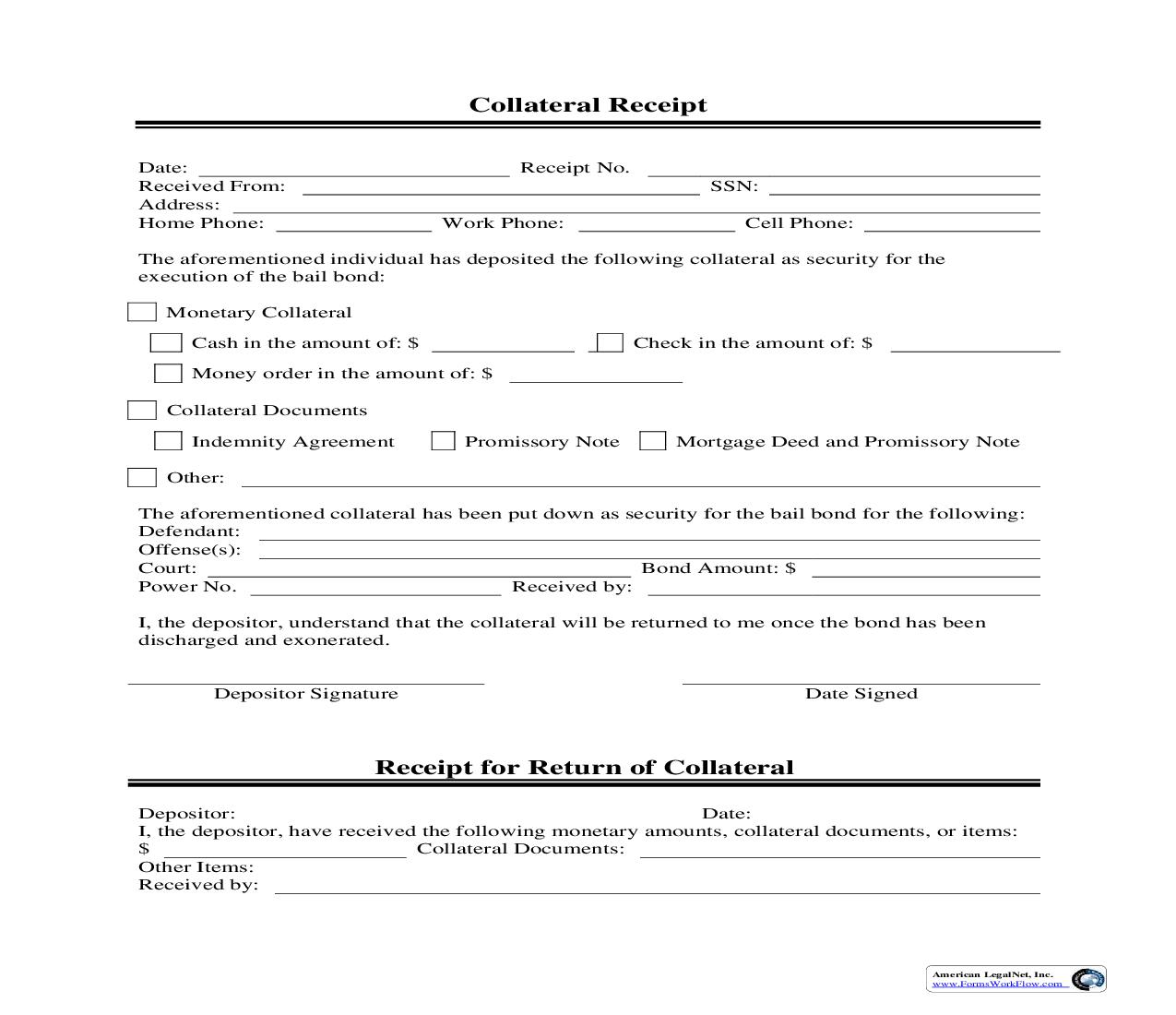 Collateral Receipt | Pdf Fpdf Doc Docx | Business Forms