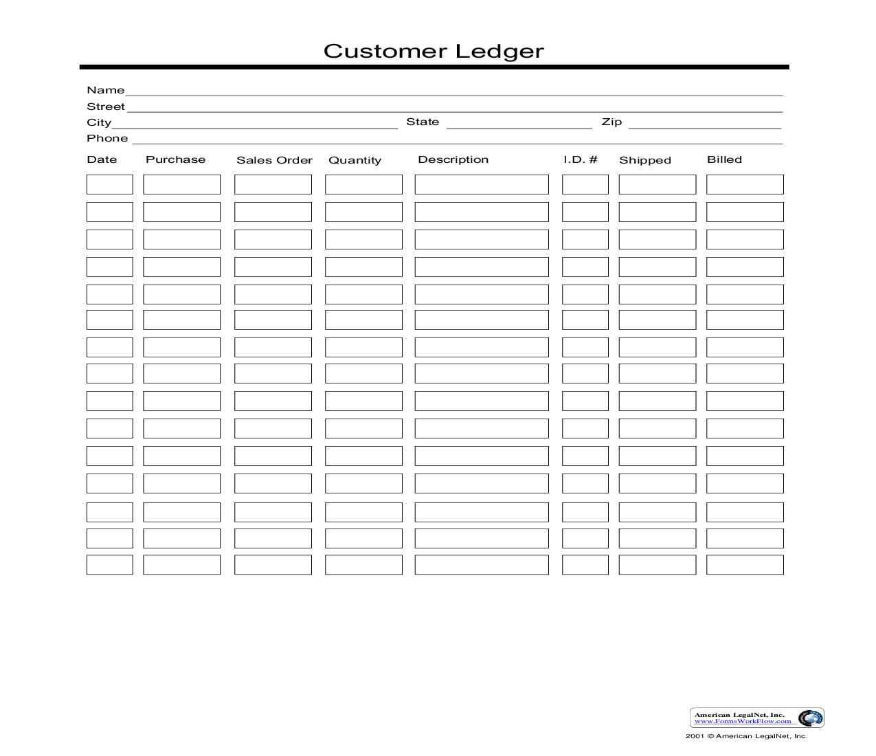Customer Ledger | Pdf Fpdf Doc Docx | Business Forms