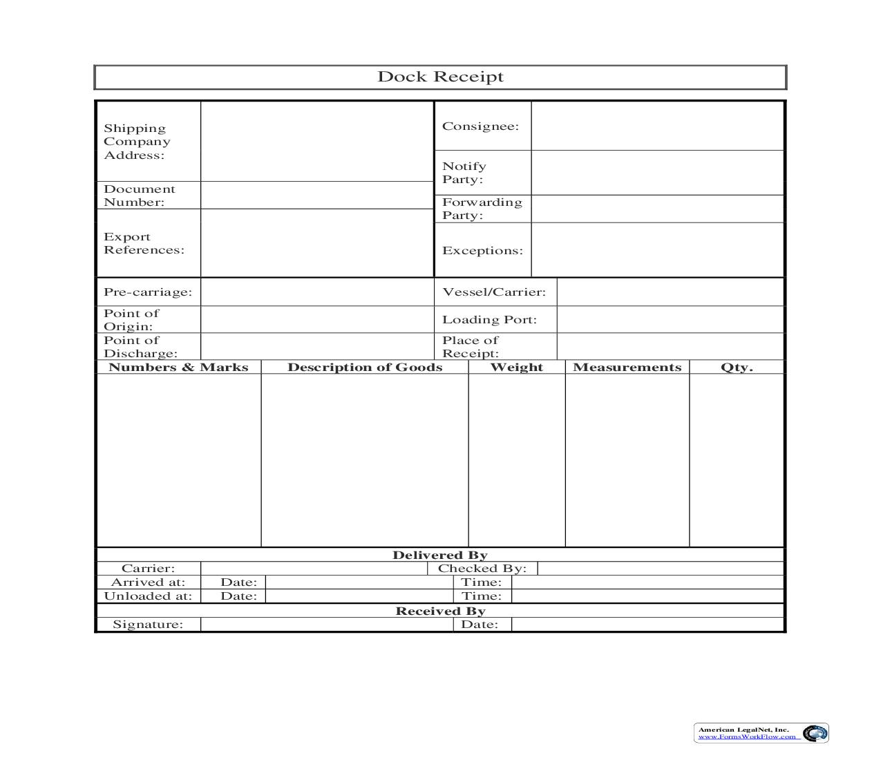 Dock Receipt | Pdf Fpdf Doc Docx | Business Forms