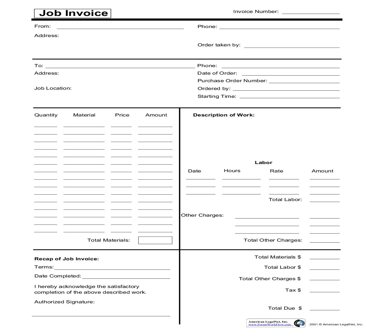 Job Invoice 1 | Pdf Fpdf Doc Docx | Business Forms