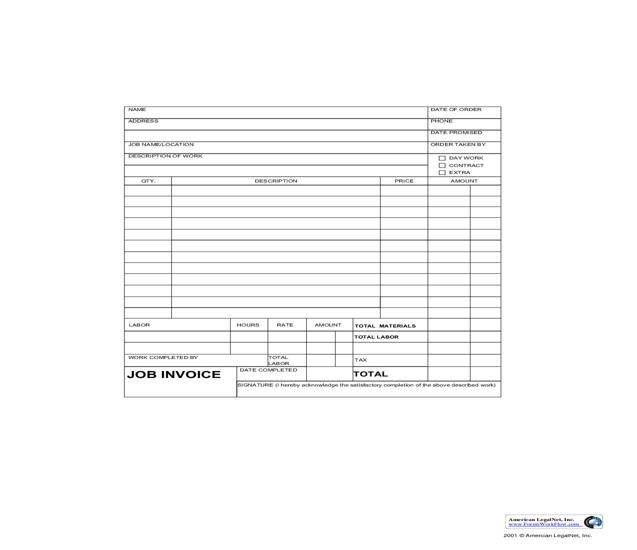 Job Invoice 2 | Pdf Fpdf Doc Docx | Business Forms