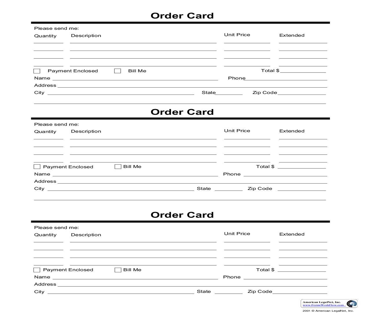 Order Card | Pdf Fpdf Doc Docx | Business Forms
