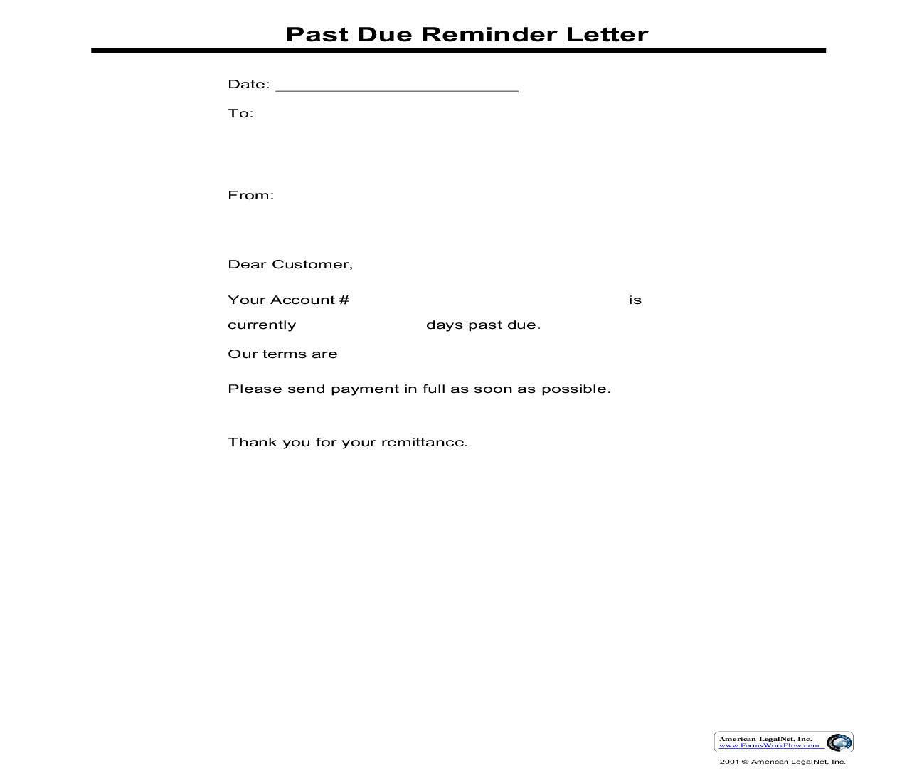 Past Due Reminder Letter | Pdf Fpdf Doc Docx | Business Forms