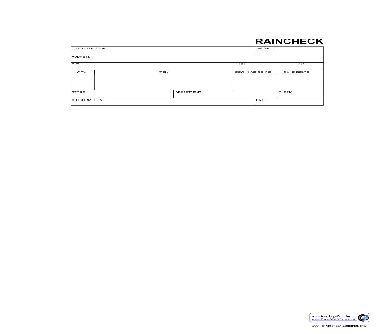 Raincheck | Pdf Fpdf Doc Docx | Business Forms