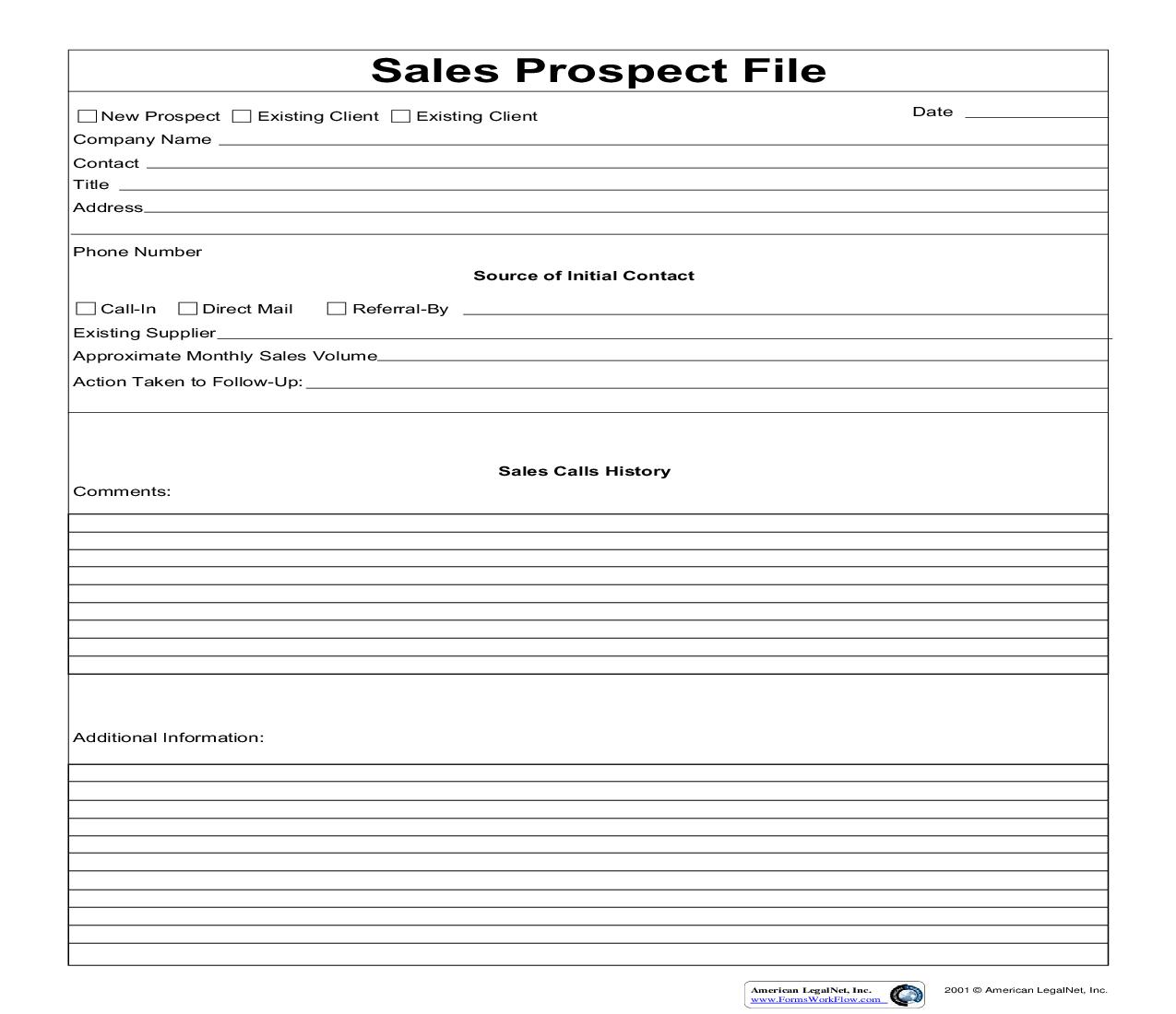 Sales Prospect File | Pdf Fpdf Doc Docx | Business Forms