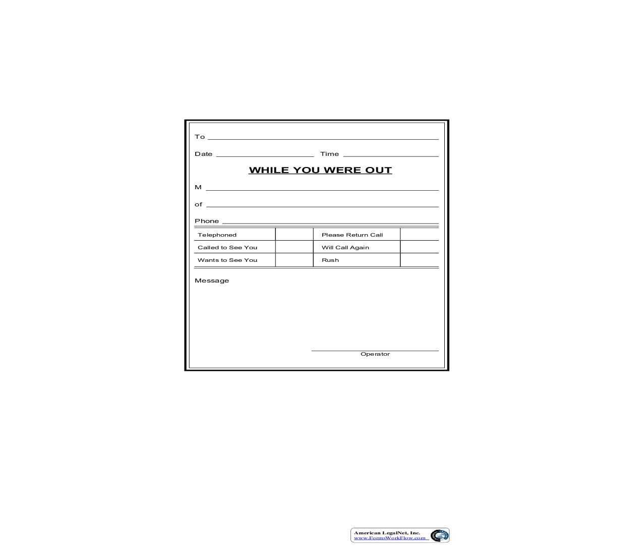 While You Were Out | Pdf Fpdf Doc Docx | Business Forms