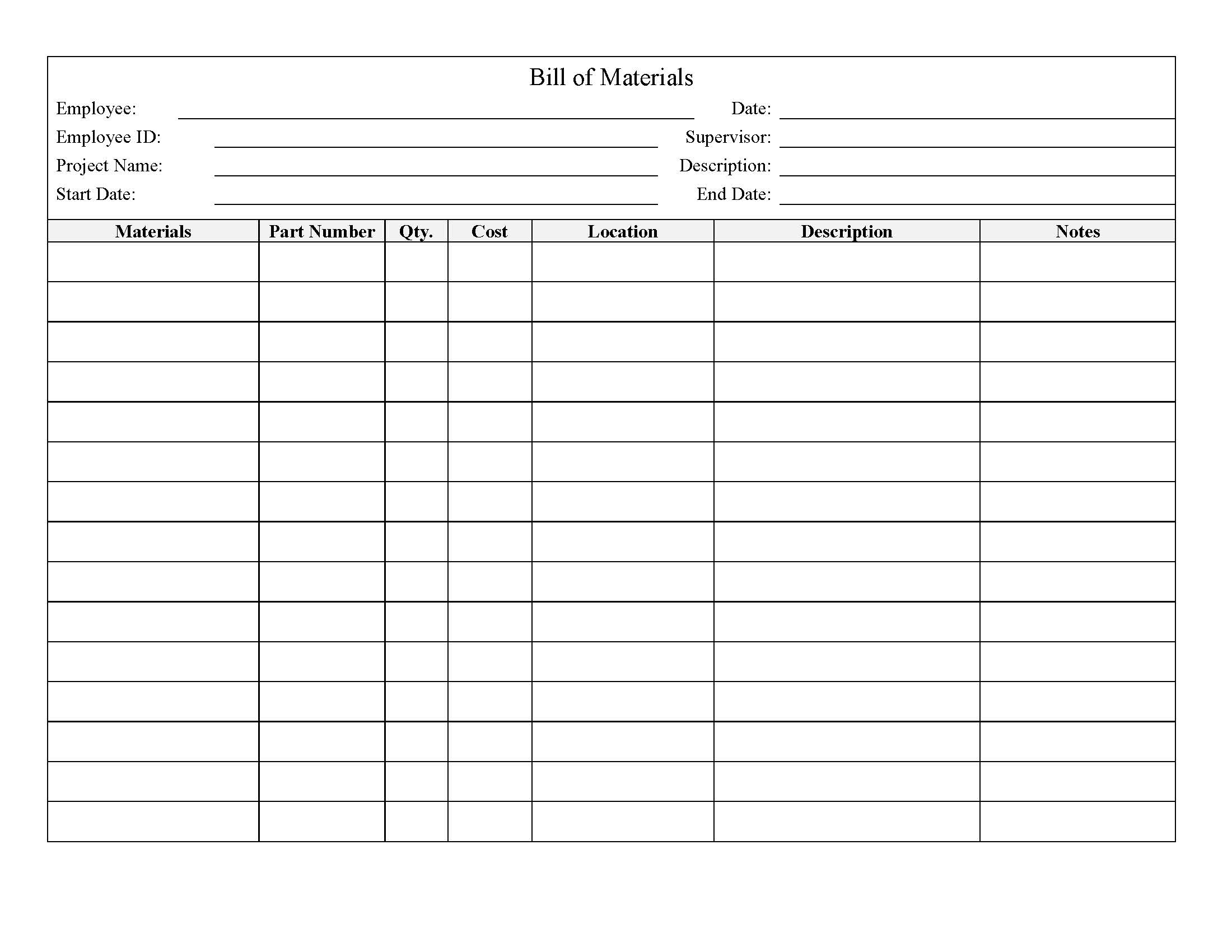 Bill Of Materials | Pdf Fpdf Docx | Business Forms
