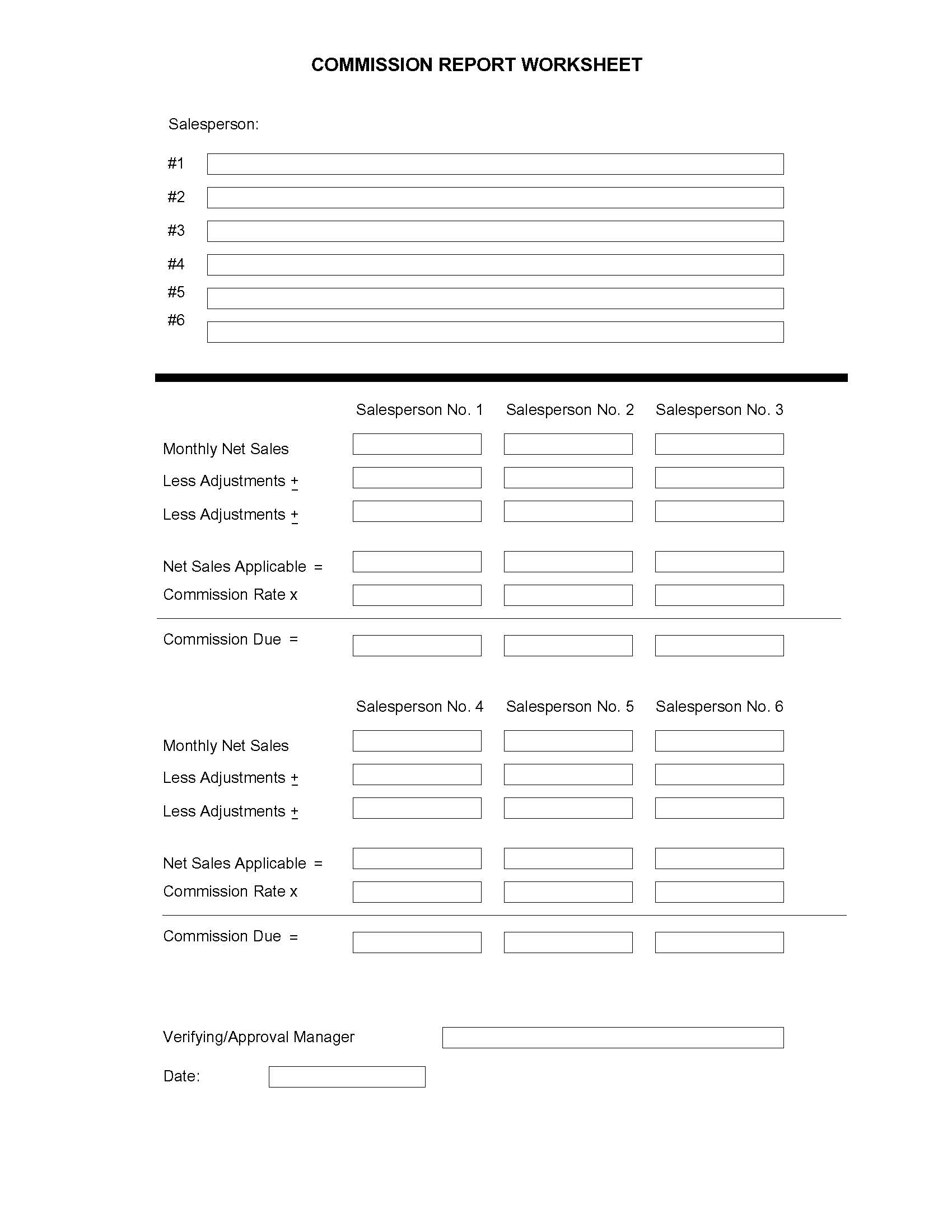 Commission Report Worksheet | Pdf Fpdf Doc Docx | Business Forms