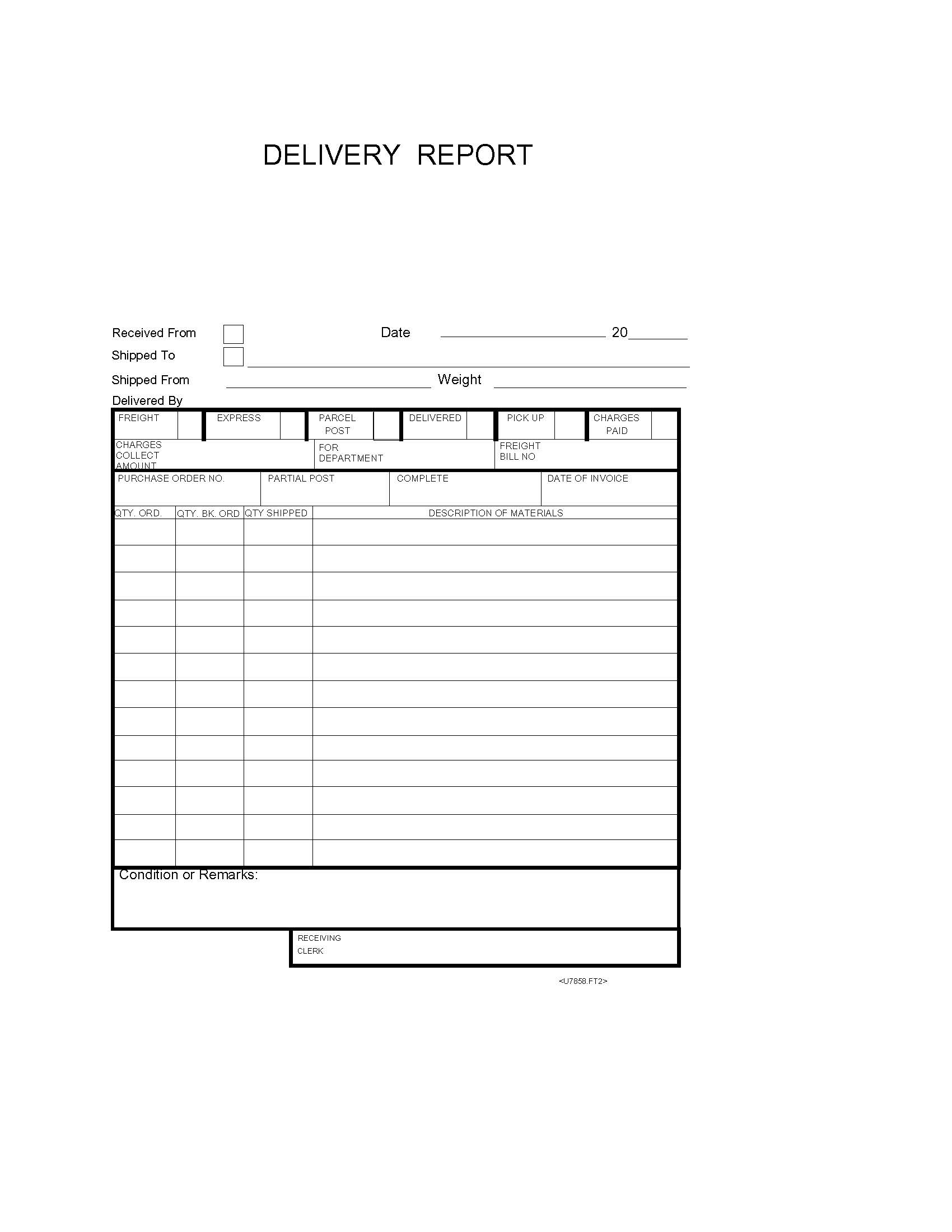 Delivery Report | Pdf Fpdf Doc Docx | Business Forms